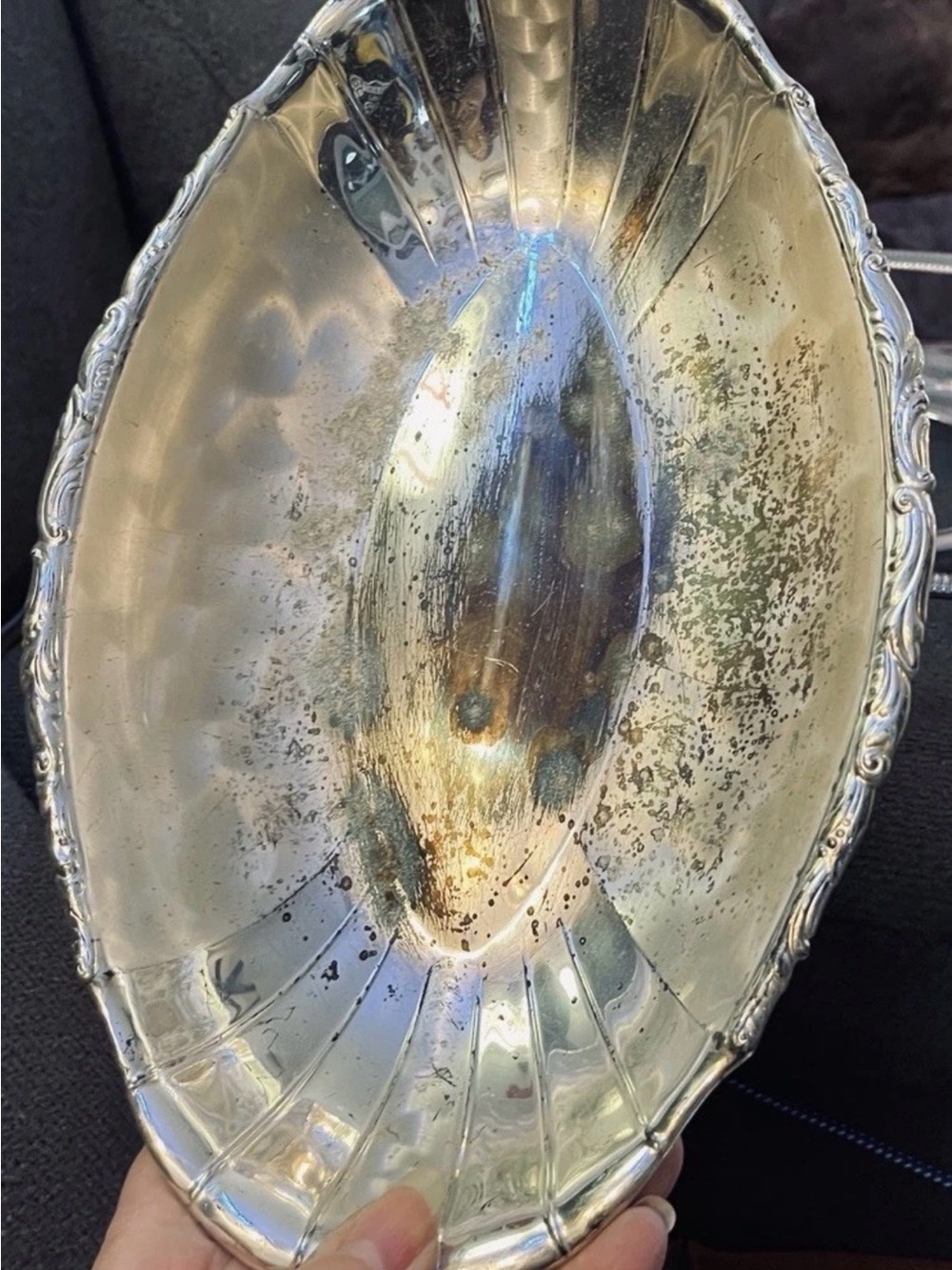 Vintage WME Ikora Germany Silver
Plate Fluted Oval Bread Bowl Dish 271